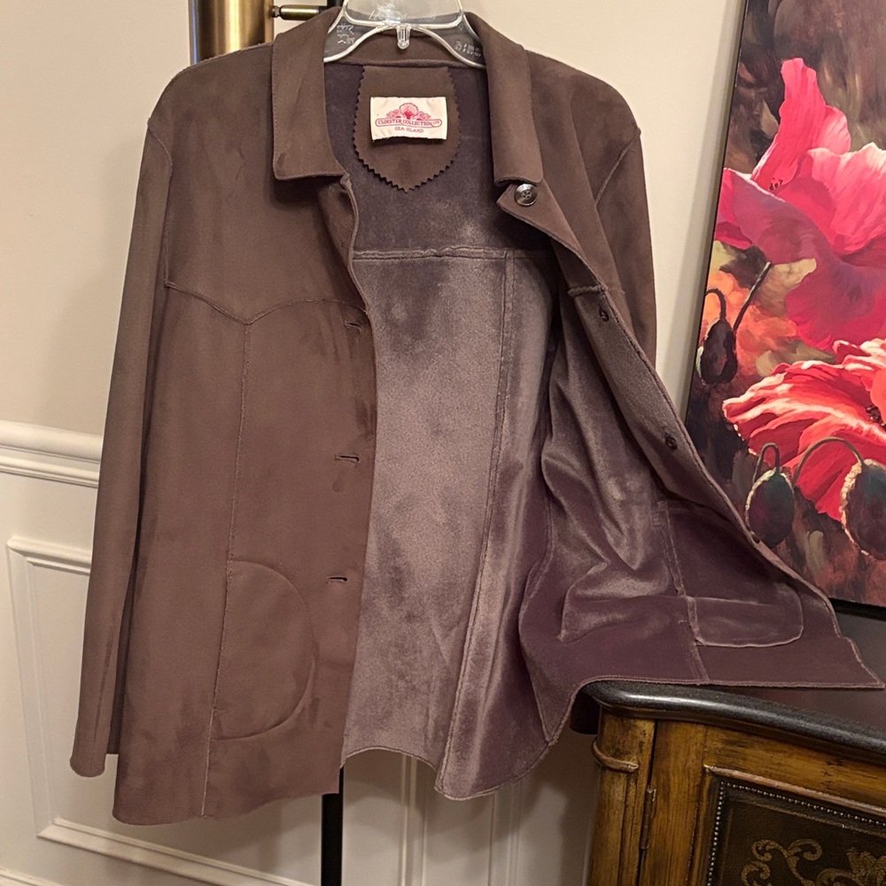 Chic Faux Swede Trench Coat size L